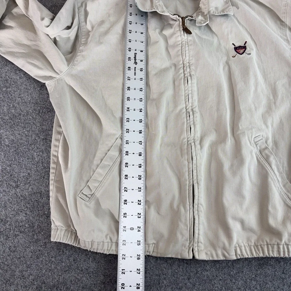 Vintage Polo Ralph Lauren Jacket Mens Large Beige Full Zip Golf Made In USA Rare